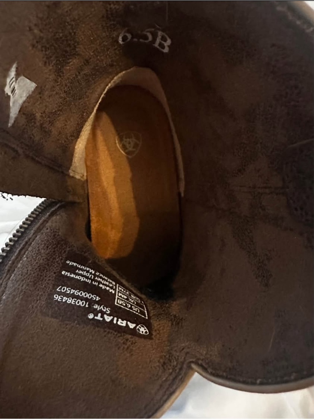 Ariat Dark Brown Leather Western Ankle Boots with Side Zip - Picture 4 of 4